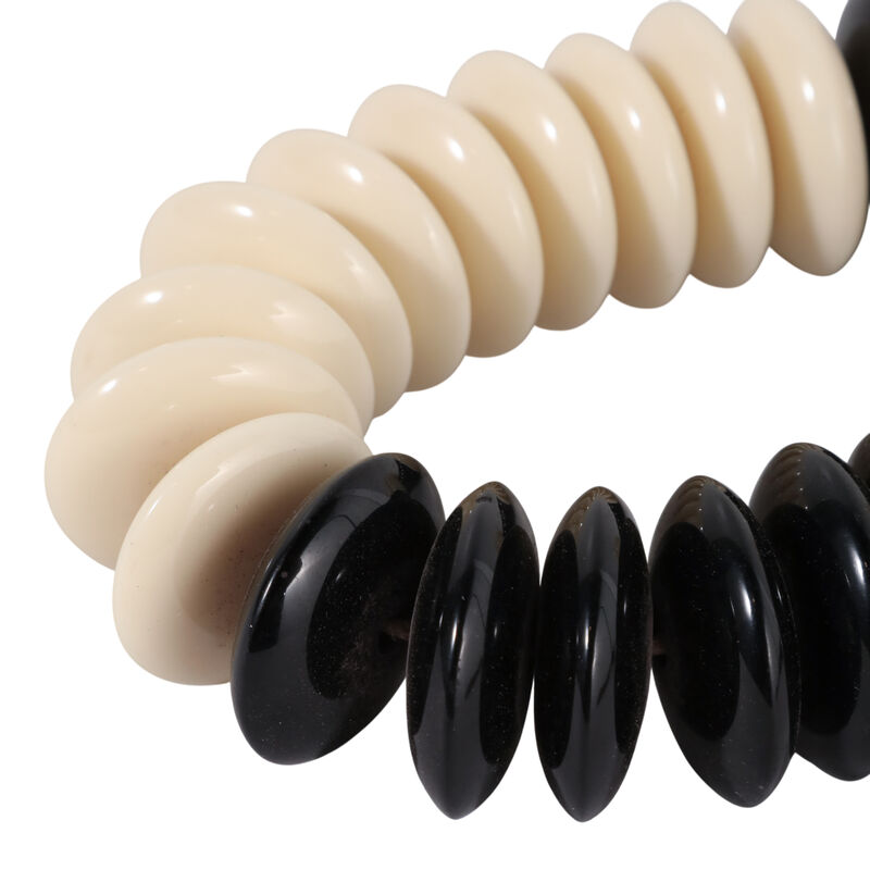 42x1.25" Slim Round Bead Garland, Ivory/black image number 4