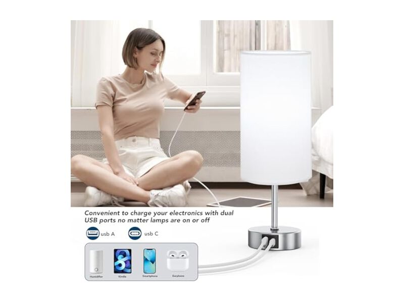 Dimmable Touch Control LED Modern Nightstand Lamp For Living Room Bedroom image number 3