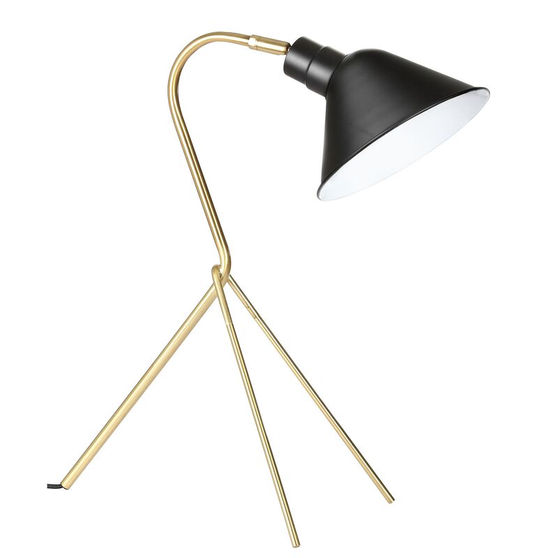 Mae 20.25" Brass LED Task Lamp, Brass Gold/Black