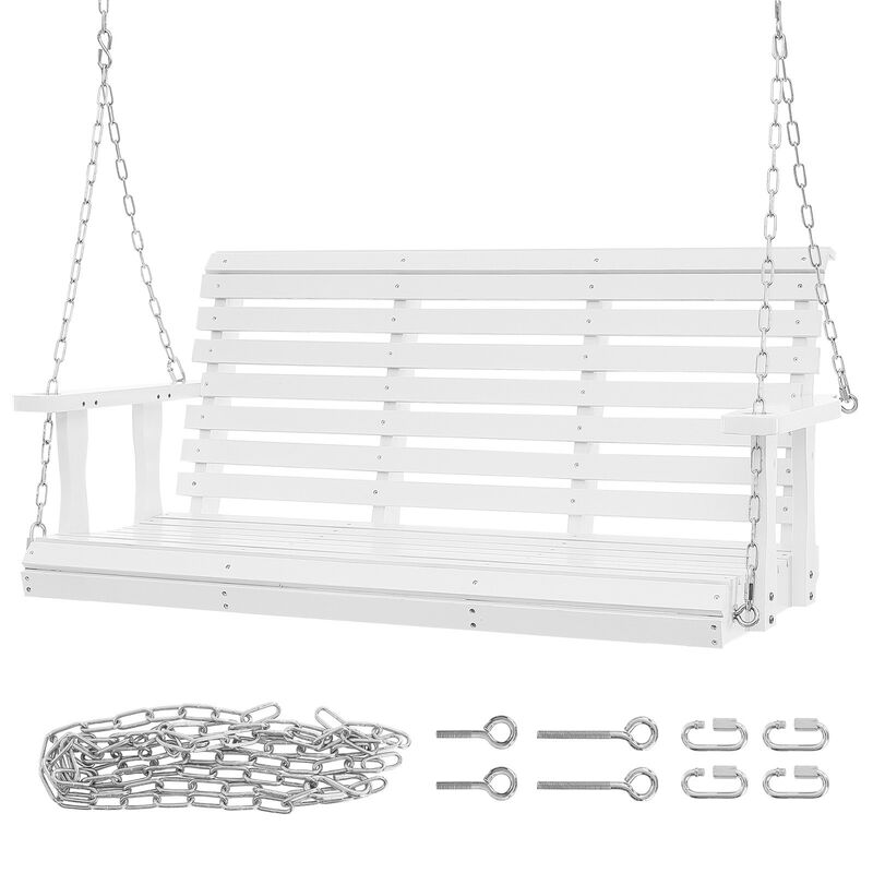 Outdoor Swing Bench &ndash; Wooden Porch Swing with Chains, Deck, or Patio Use