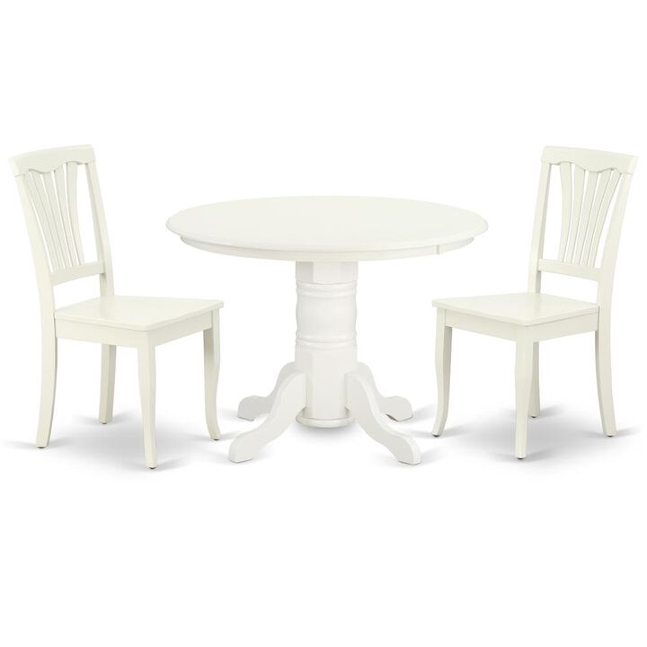 East West Furniture Dining Room Set Linen White, SHAV3-LWH-W