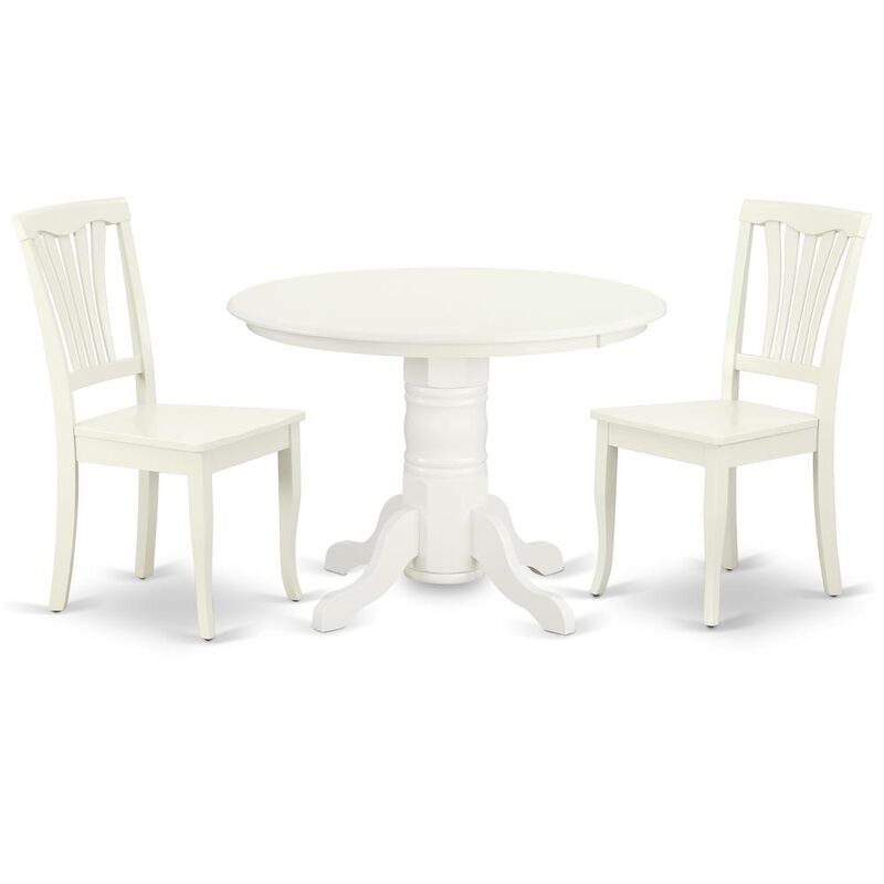 East West Furniture Dining Room Set Linen White, SHAV3-LWH-W