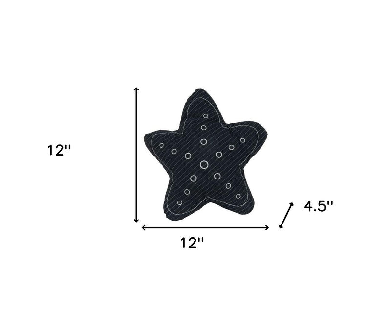 HomeRoots Set of Two 12" X 12" Blue and White Star Starfish Coastal Throw Pillow image number 4