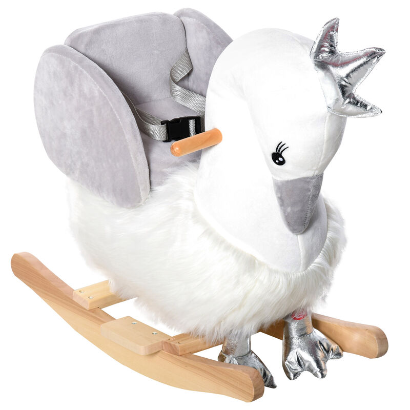 BreeBe Plush Swan Ride-On Rocker with Safety Belt image number 0