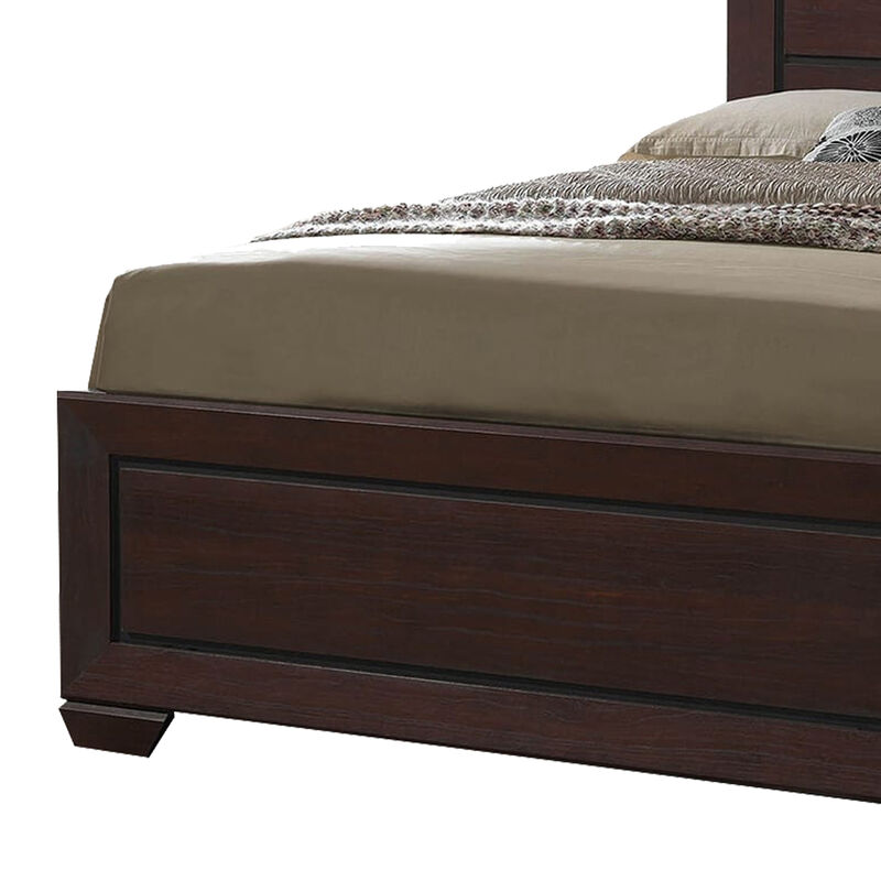 Wooden Queen Size Bed with 4 Spacious Side Rail Drawers, Dark Brown