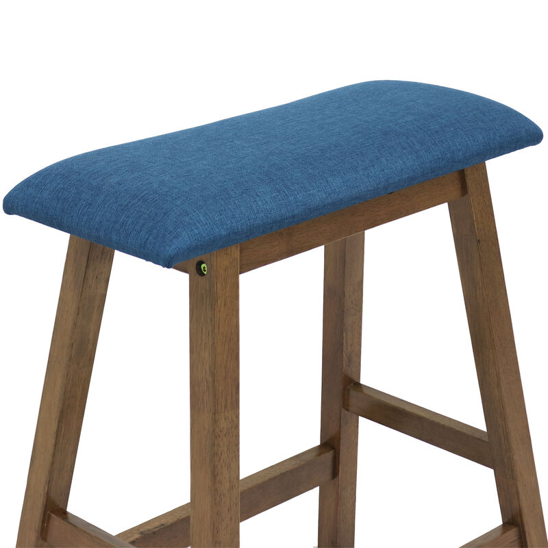 Sunnydaze Wood Counter-Height Stool with Cushion - Weathered Oak - Set of 2