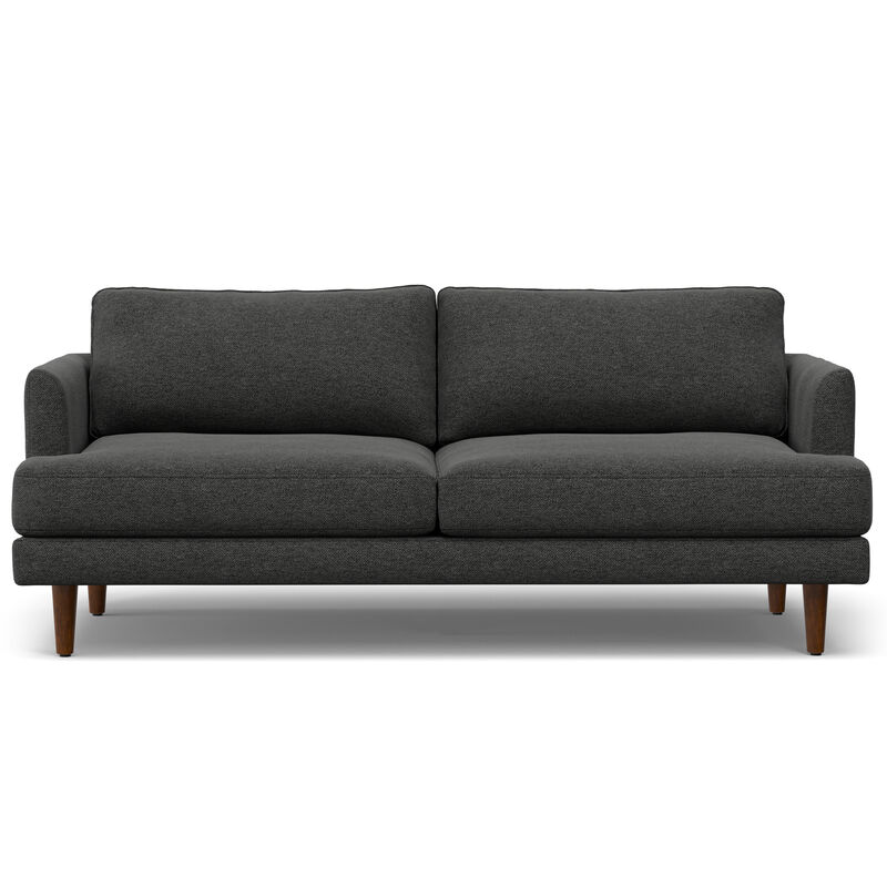 Livingston 76 inch Wide Mid-Century Modern Loveseat Sofa in Charcoal Grey Woven-Blend Fabric