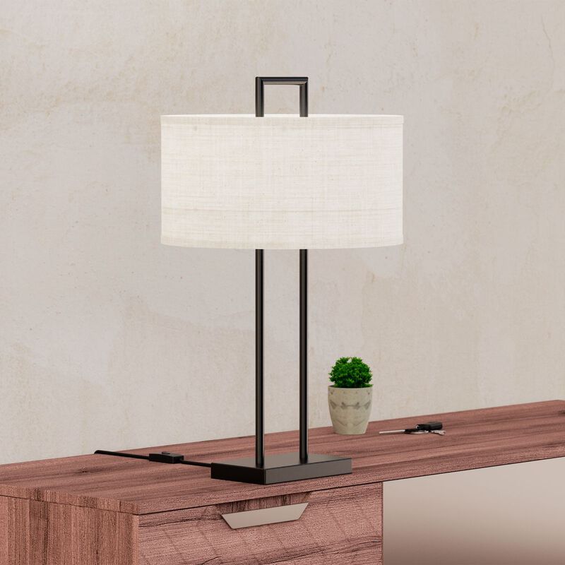 Modern Structure Table Lamp with Textured Shade - 25 in. - E26 Bulb Compatible - Chic Design