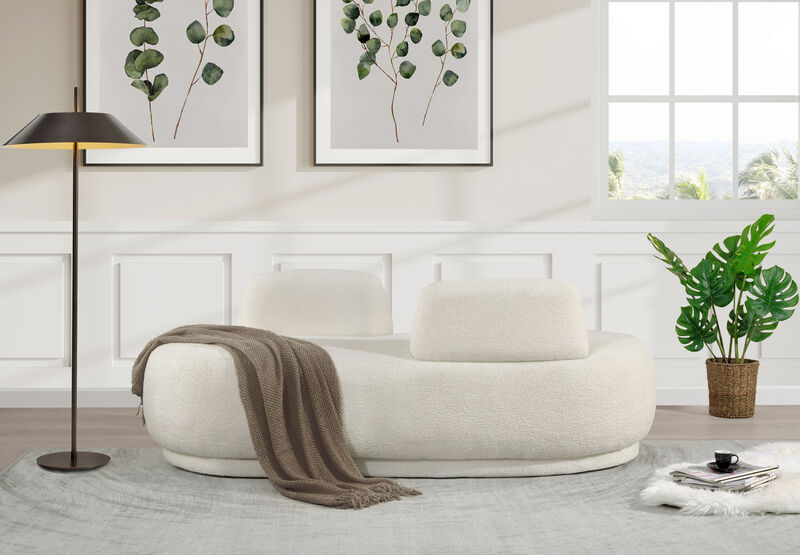 Meridian Furniture Argyle Cream Teddy Fabric Chaise/Loveseat