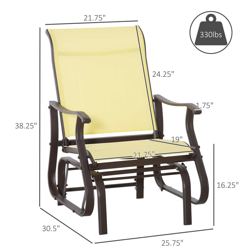 Outsunny Outdoor Glider Chair, Gliders for Outside Patio with Steel Frame and Mesh Fabric for Backyard, Garden, and Porch, Beige