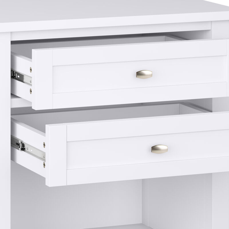 Warm Shaker SOLID WOOD 24 inch Wide Transitional Bedside Nightstand Table in White