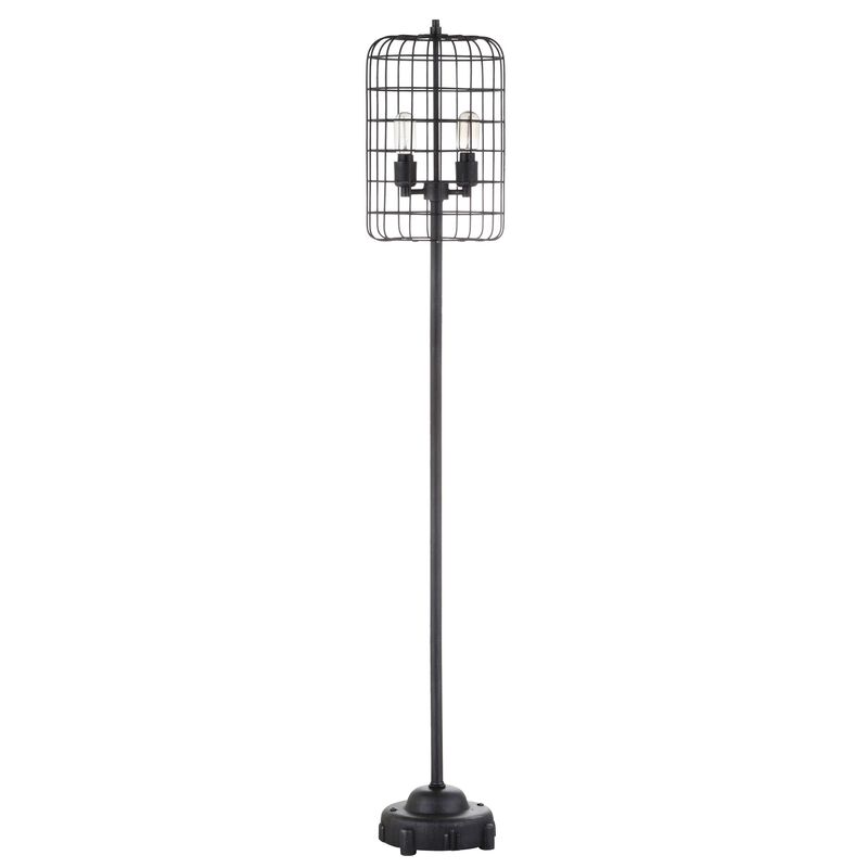 Odette 65" Industrial Metal Floor Lamp, Black/Silver
