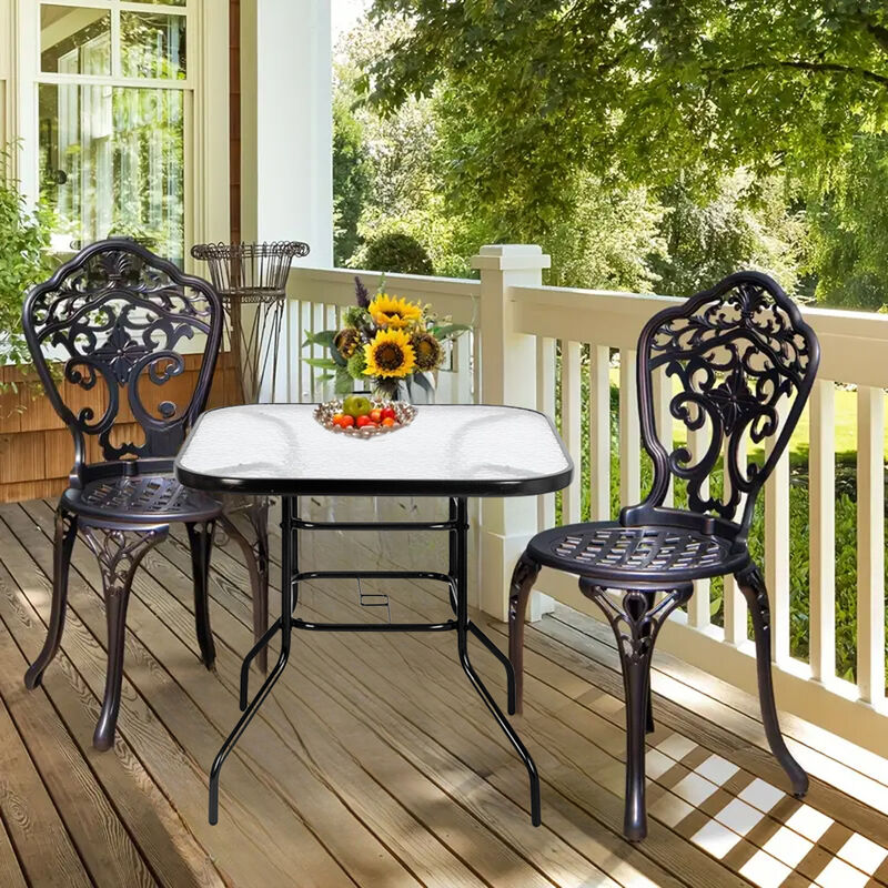 Patio Square Table Steel Frame Dining Table