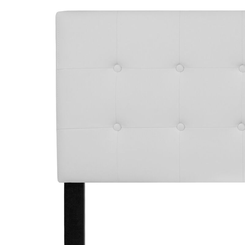 Flash Furniture Tufted Upholstered Queen Size Headboard in White Vinyl image number 3