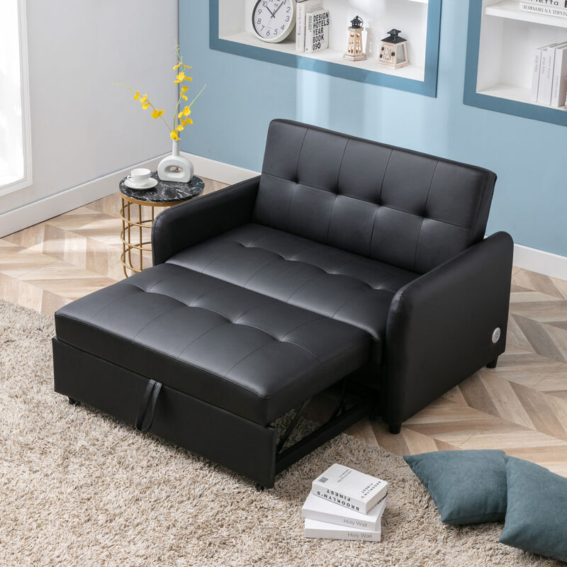51" Convertible Sleeper Bed, Adjustable Oversized Armchair with Dual USB Ports for Small Space
