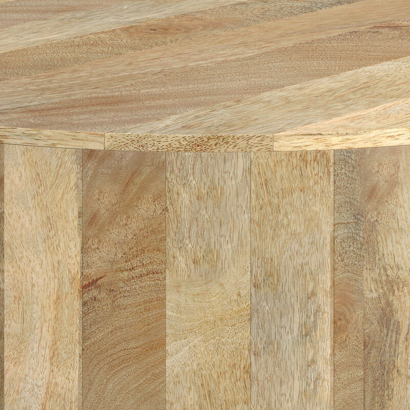 Millbury SOLID MANGO WOOD 36 inch Wide Round Modern Industrial Drum Coffee Table in Natural, Fully Assembled