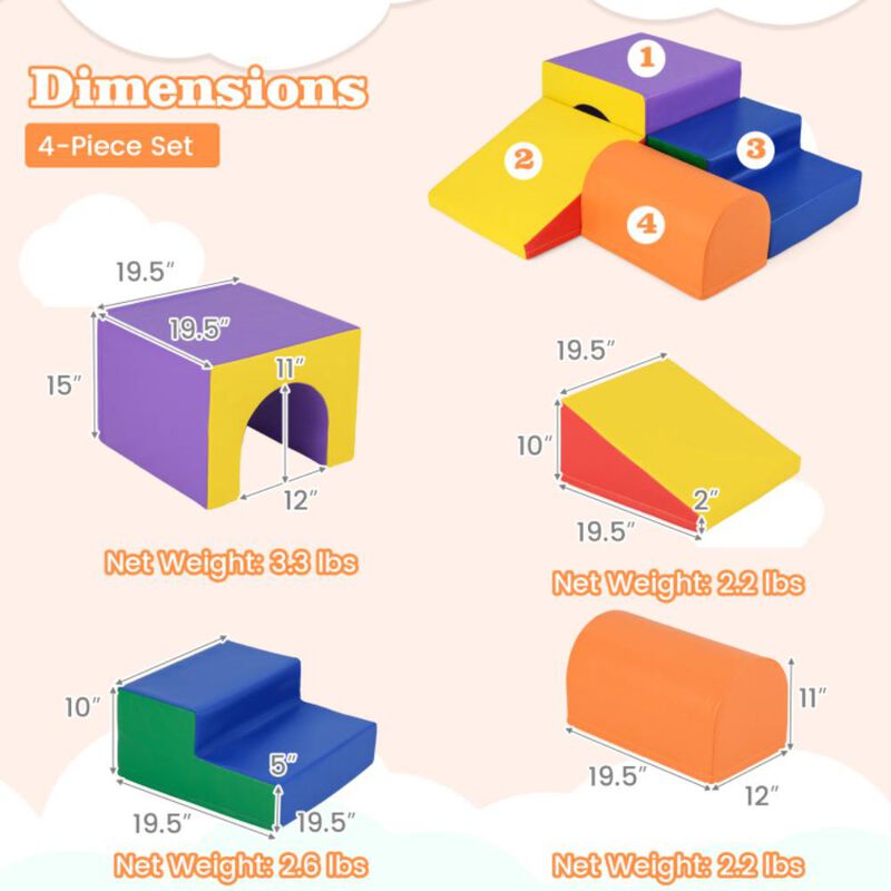 Hivvago Climb and Crawl Foam Block Play Set for Infant Baby