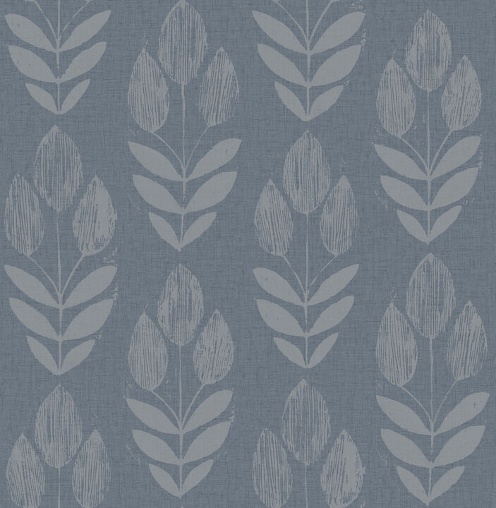 Garland Denim Block Tulip Wallpaper