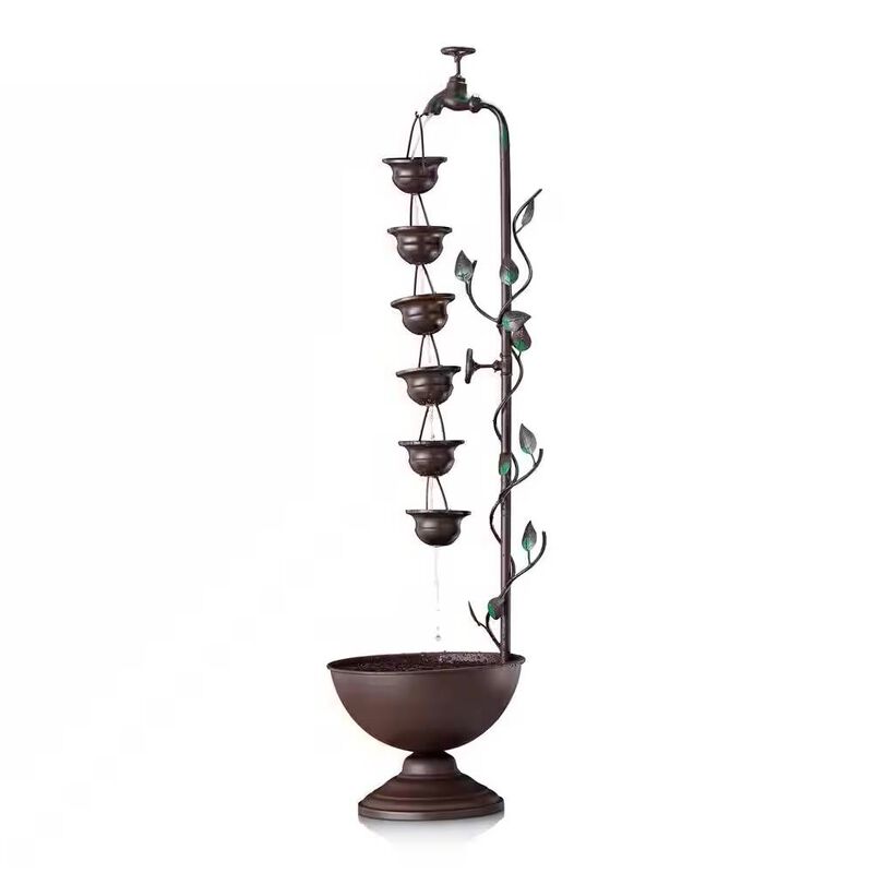 Outdoor/Indoor 6-Tier Hanging Cups Water Fountain for Elegant Water Flow and Relaxing Garden or Home D&eacute;cor