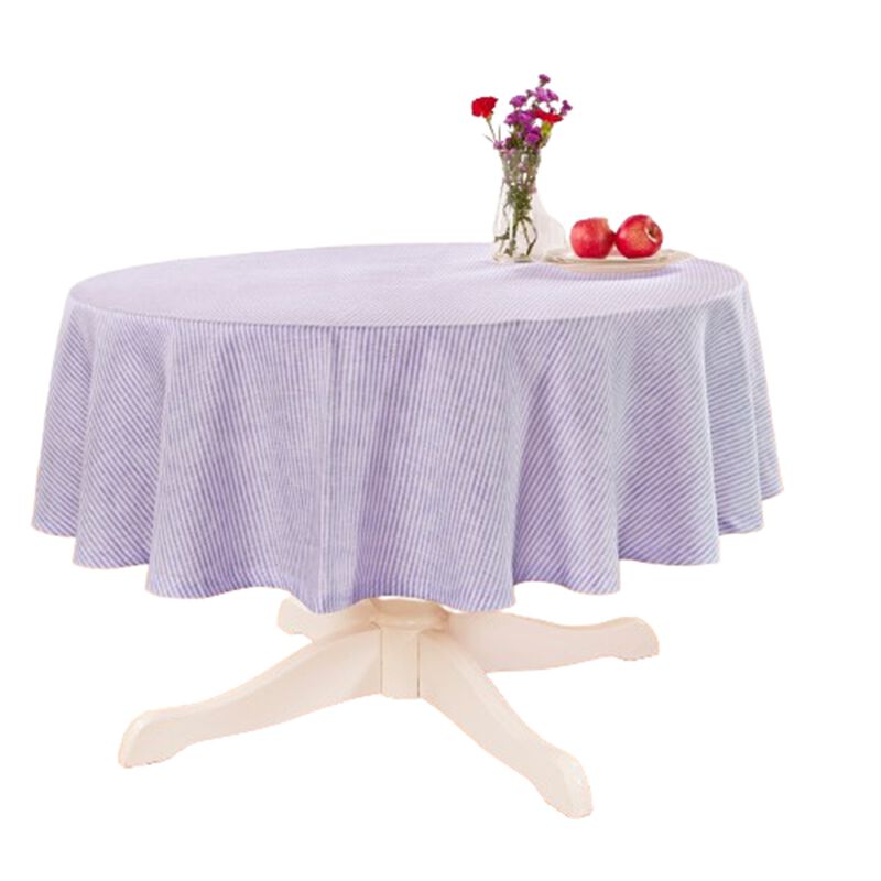 Solino Home 100% Pure Linen Round Tablecloth - Narrow Stripe