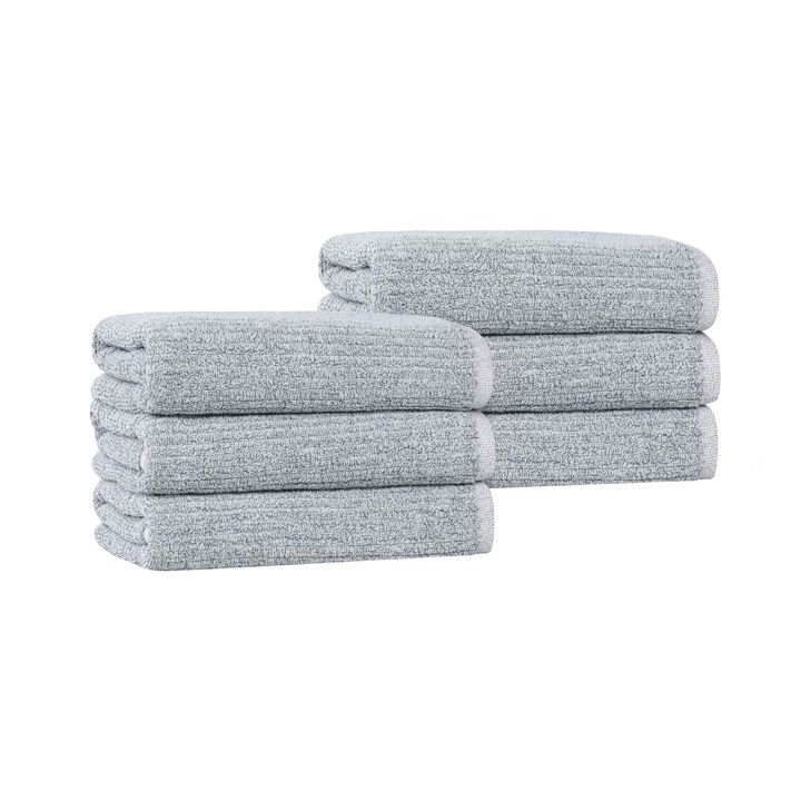 Set of 6 Cotton Blend Hand Towels with Textured Ribbed Design