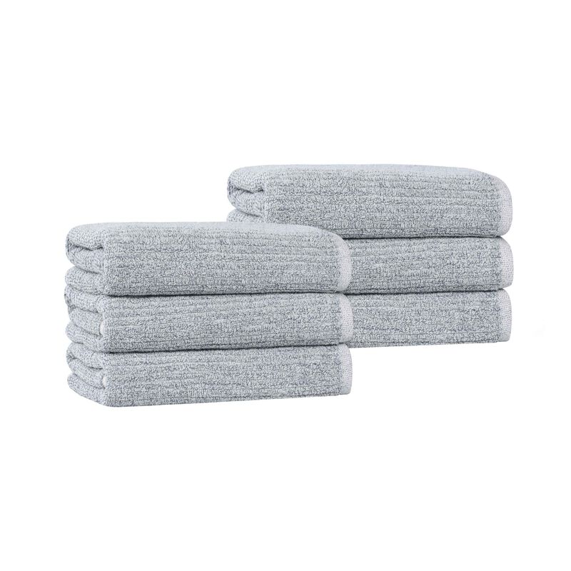 Set of 6 Cotton Blend Hand Towels with Textured Ribbed Design image number 0