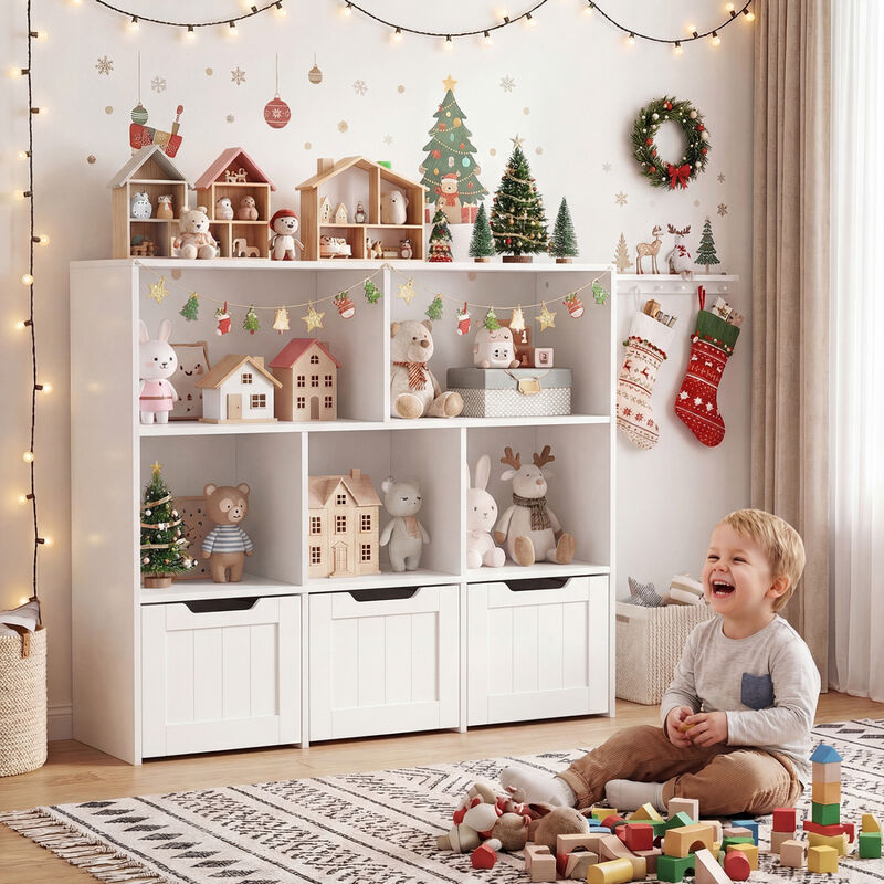 Kids Toy Organizer with Movable Drawers and Open Cubby Storage image number 4