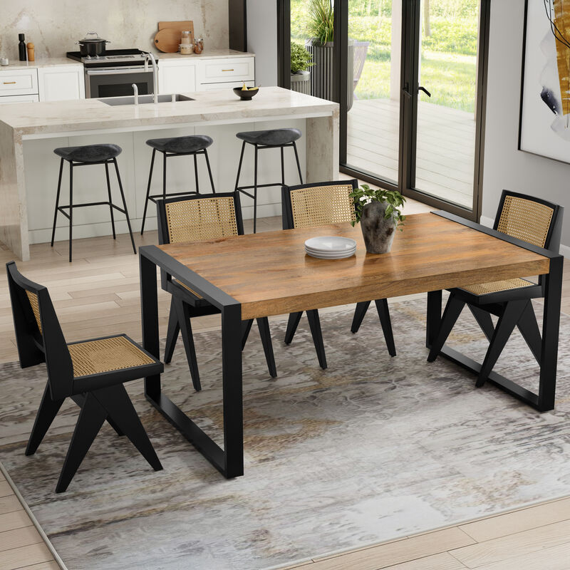 McKenzie 66 inch x 40 inch Rectangle Modern Industrial Dining Table in Light Tobacco image number 2