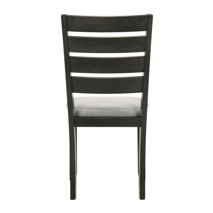 Woodlands 22 Inch Side Chair Set of 2, Soft Gray Fabric Seat, Brown Wood - Benzara