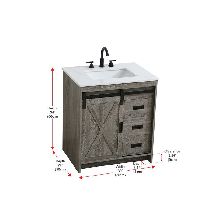 Elegant Kitchen and Bath Austin 30 Inch Single Bathroom Vanity In Rustic Grey