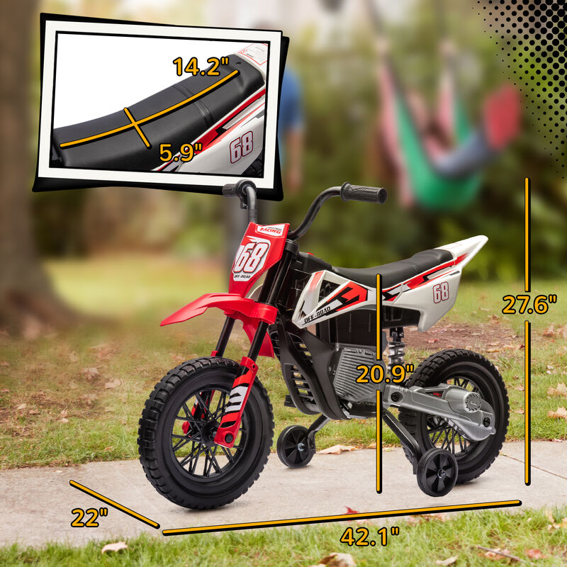 BreeBe 12V Kids Electric Motorcycle w/ Twist Grip Throttle, Training Wheels, Rear Suspension & Music image number 2