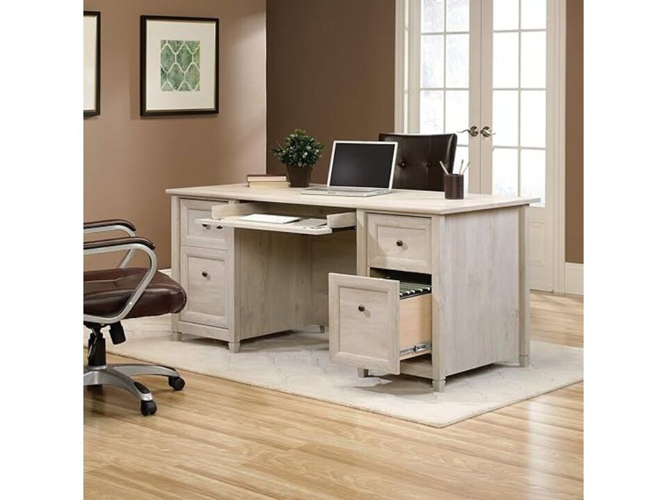 Executive Desk &ndash; Edge Water 65" Chalked Chestnut Home Office Table with Storage