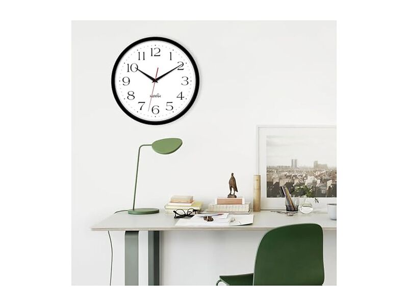 Pack Digital Sweep Black Wall Clock 10 Inch Silent Non Ticking Battery Operated image number 3