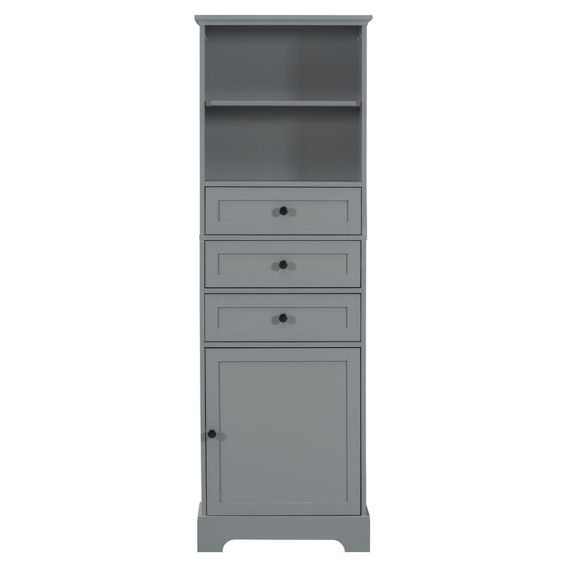 Merax Tall Storage Cabinet with 3 Drawers and Adjustable Shelves for Bathroom