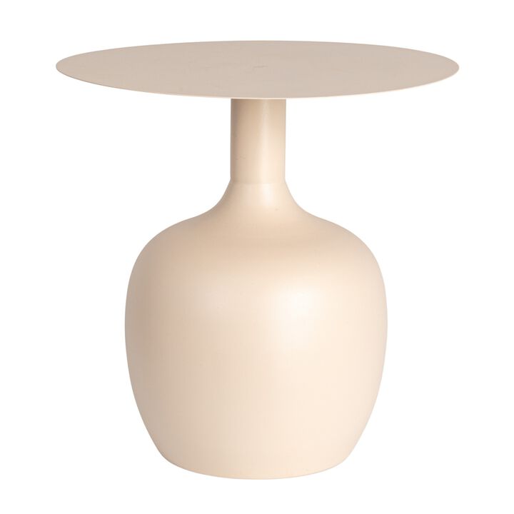 Chic Metal Round Side Table, Cream