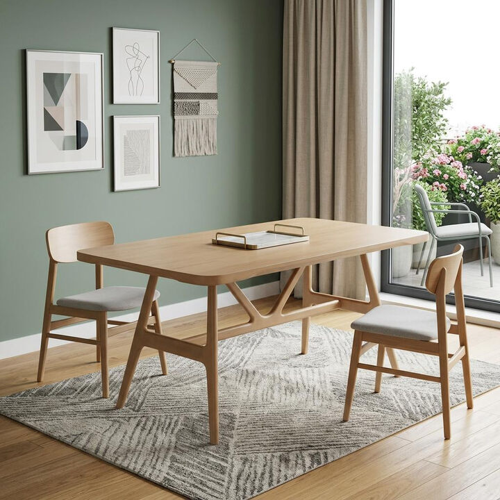 HomeRoots 63" Natural Solid Wood Trestle Base Dining Table