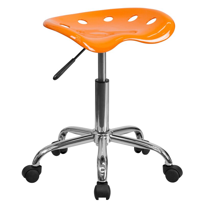 Flash Furniture Taylor Vibrant Orange Tractor Seat and Chrome Stool image number 0