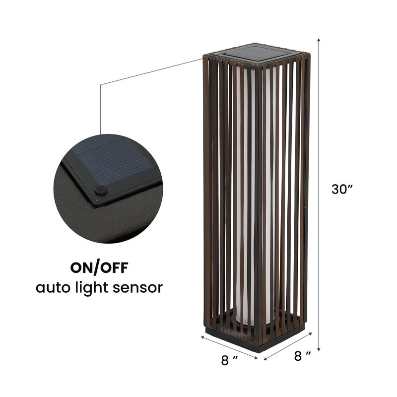 Solar Slatted Grid Path Light, Dark Brown, Warm Glow, Waterproof image number 3