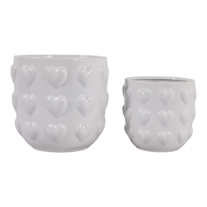 S/2 6/8" Hearts Planters