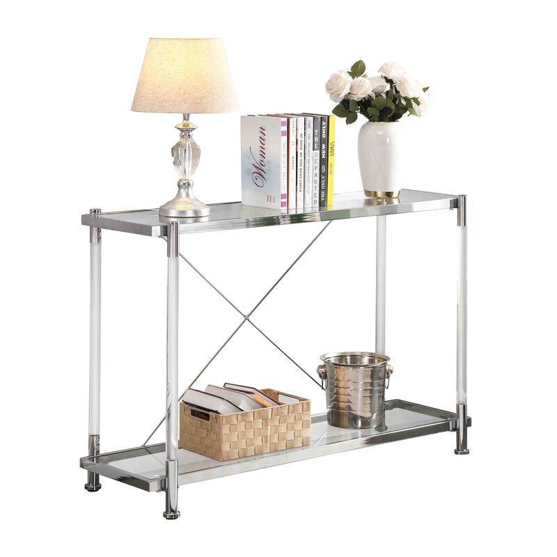 43.31'' Glass Sofa Table: Acrylic Side Console for Living Room & Bedroom - Elegant and Versatile Furniture Piece image number 5