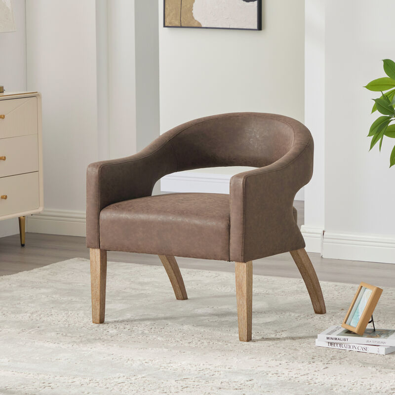 GOODSILO Modern Upholstered Accent Armchair Barrel Dining Chair Hollow-Out Side Club Chair image number 1