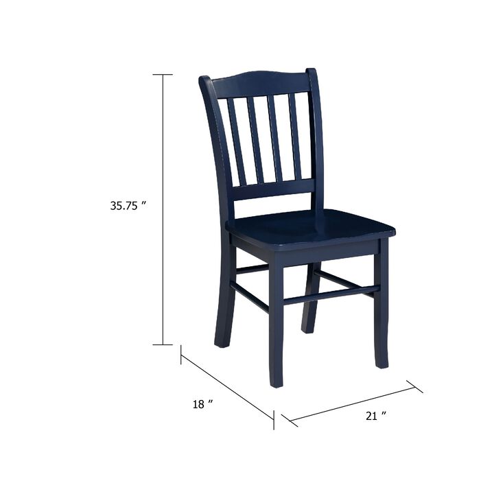 Nova Dining Side Chair Set of 2, Shaker Style, Farmhouse Navy Blue Wood