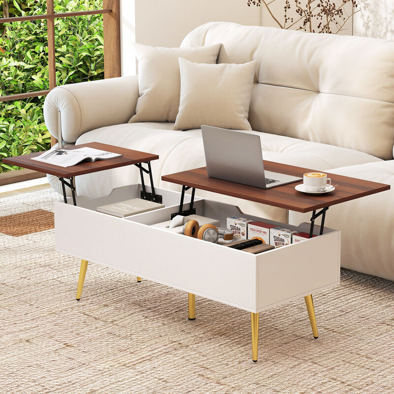 Lift Top Coffee Table with 2 Hidden Storage Compartments for Living Room