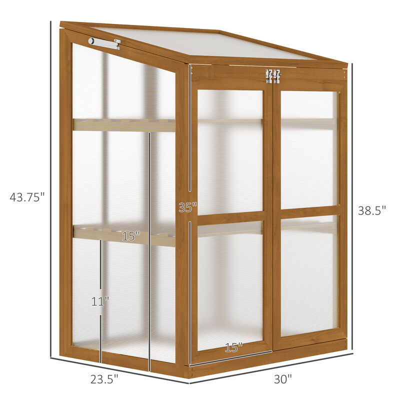 Hivvago Mini Wooden Cold Frame Greenhouse for Garden image number 2