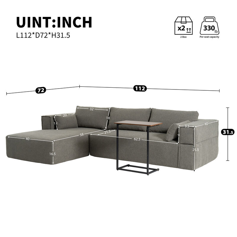 Merax Fully Compressed Modular Sectional Sofa with 1 Side Table