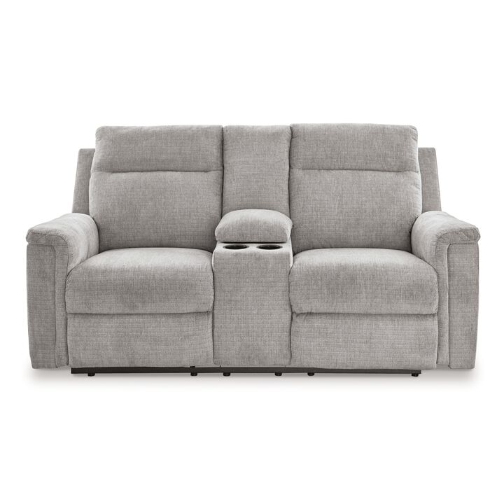 Jinu Power Recliner Loveseat, Gray Polyester Micro Chenille, 75 Inch  - Benzara