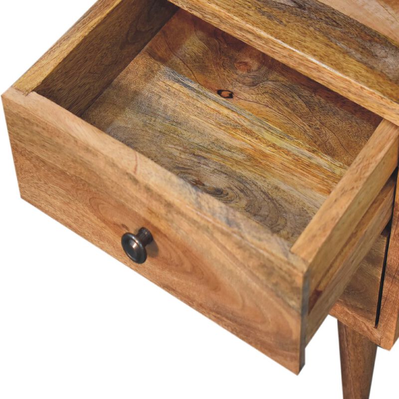 Mini Oak-ish Classic Open 2 Darwer Solid Wood Nightstand