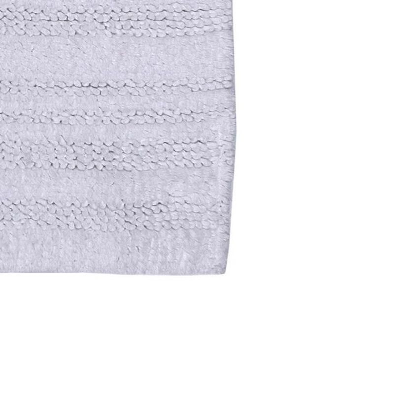 Knightsbridge Luscious Textured Striped All Season Soft Plush Cotton Reversible & Soft Bath Rug 20" X 30" White