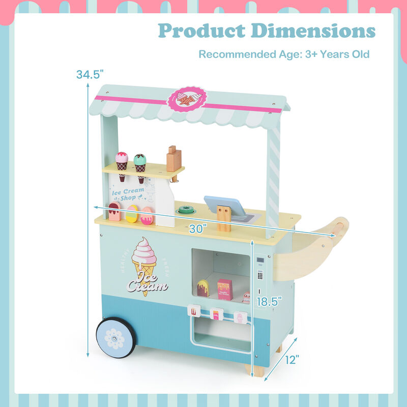 Kids Ice Cream Truck Pretend Play Set for Toddlers with Vending Machine Fun Toy Set