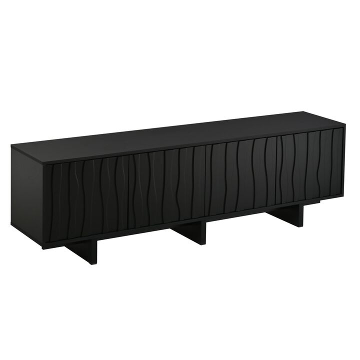 Clihome Retro Style Wood Grain TV Stand Media Console for Living Room